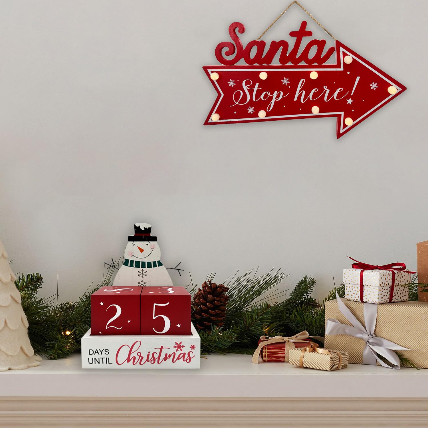 Eternhome Christmas Countdown Farmhouse Snowman 99 Days Advent Calendar Days Until Christmas Count Down Vintage Rustic Block Win